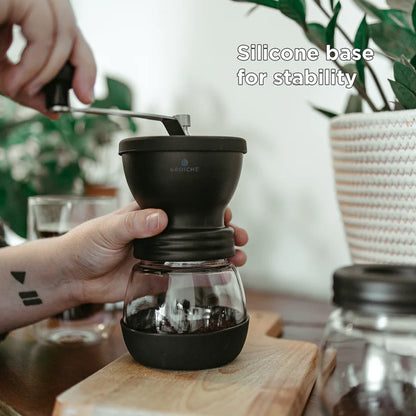 GROSCHE Bremen Manual Ceramic Burr Coffee Grinder with Extra Storage Canister- Black, 100gx2 capacity