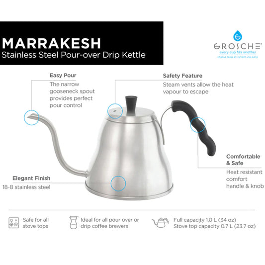 MARRAKESH Gooseneck Pour Over Kettle - 1000ml/34 fl. oz